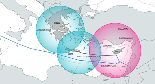 Figure 2. Anti-access/area-denial (A2/AD) networks and subsea infrastructure